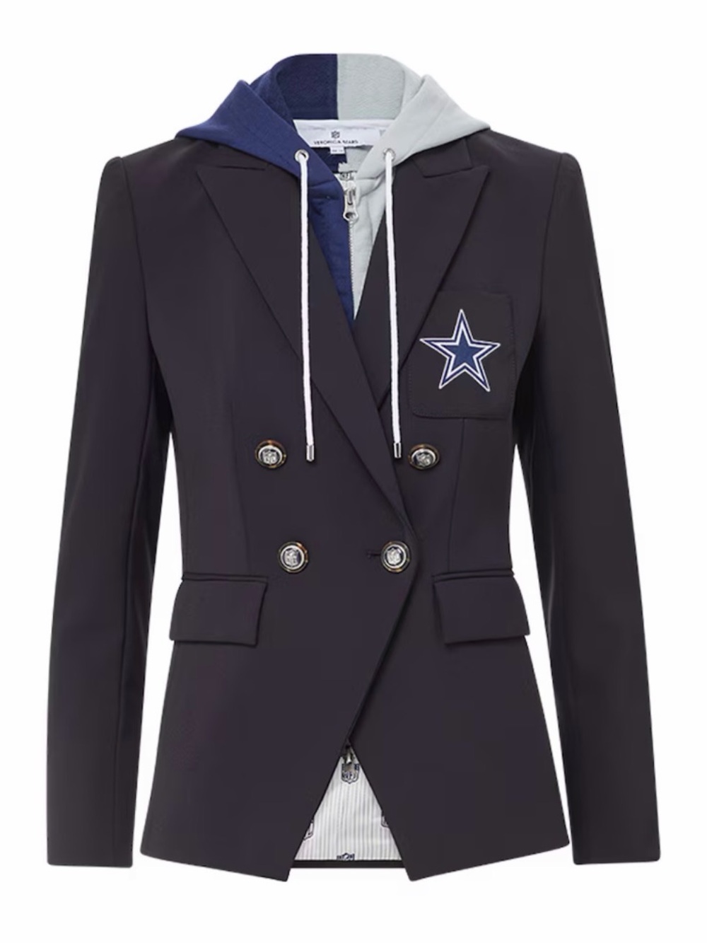 Veronica Beard x NFL Dallas Cowboys Double-Breasted Blazer with Dickey